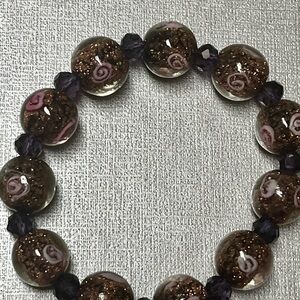 Murano Glittering Brown and Deep Purple Bracelet